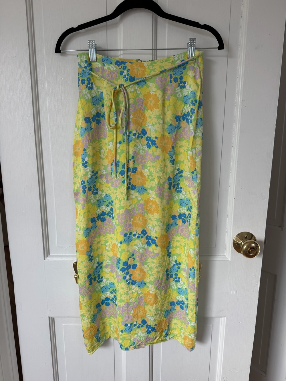 Yellow Floral Swim Sarong Cover-Up with Drawstring Waist